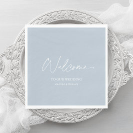 Dusty Blue Wedding Napkin - Willkommen Serviette