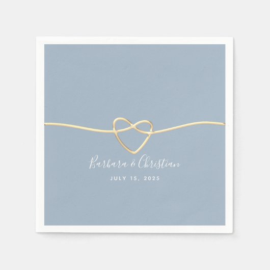 Dusty Blue Wedding Napkins mit dem Rope Heart Serviette (Vorderseite)