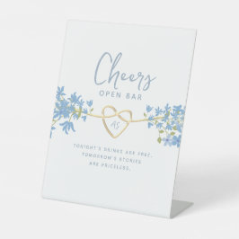 Dusty Blue Wedding Open Bar Sockelschild