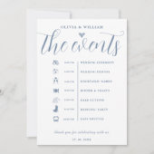 Dusty Blue Wedding Order of Events Program Einladung (Vorderseite)
