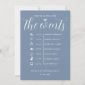 Dusty Blue Wedding Order of Events Program Einladung (Vorderseite)