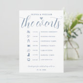 Dusty Blue Wedding Order of Events Program Einladung (Stehend Vorderseite)