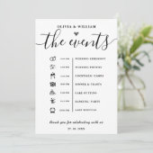 Dusty Blue Wedding Order of Events Program Einladung (Stehend Vorderseite)