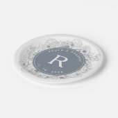 Dusty Blue Wedding Pappteller (Schrägansicht)