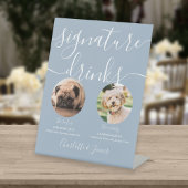 Dusty Blue Wedding Pet Hund Signature Drinks Sockelschild