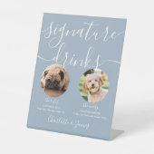 Dusty Blue Wedding Pet Hund Signature Drinks Sockelschild (Vorderseite)
