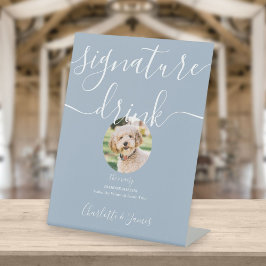 Dusty Blue Wedding Pet Signature Drink Sockelschild