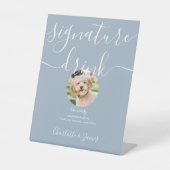 Dusty Blue Wedding Pet Signature Drink Sockelschild (Vorderseite)