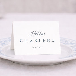 Dusty Blue Wedding Place Card with Table Number Tischnummer