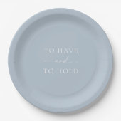 Dusty Blue Wedding Plate - HABEN UND HALTEN Pappteller (Vorderseite)
