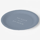 Dusty Blue Wedding Plate – TO HAVE AND TO HOLD Pappteller (Schrägansicht)