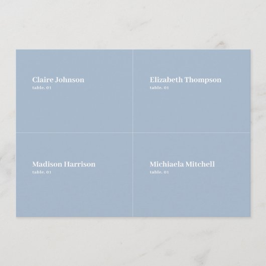 Dusty Blue Wedding Platzkarte DIY (Vorderseite)