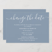 Dusty Blue Wedding Postponement Ankündigung (Vorne/Hinten)