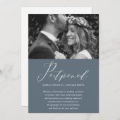 Dusty Blue Wedding Postponement New Date Foto Ankündigung (Vorne/Hinten)