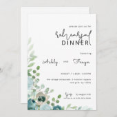 Dusty Blue Wedding Probe Dinner Einladung (Vorne/Hinten)