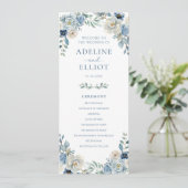 Dusty Blue Wedding Program Floral Wedding Program Programm (Stehend Vorderseite)