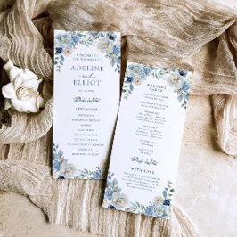 Dusty Blue Wedding Program Floral Wedding Program Programm