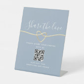 Dusty Blue Wedding QR Code Pedestal Sign Sockelschild (Vorderseite)