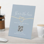 Dusty Blue Wedding QR Code Pedestal Sign Sockelschild (In SItu)