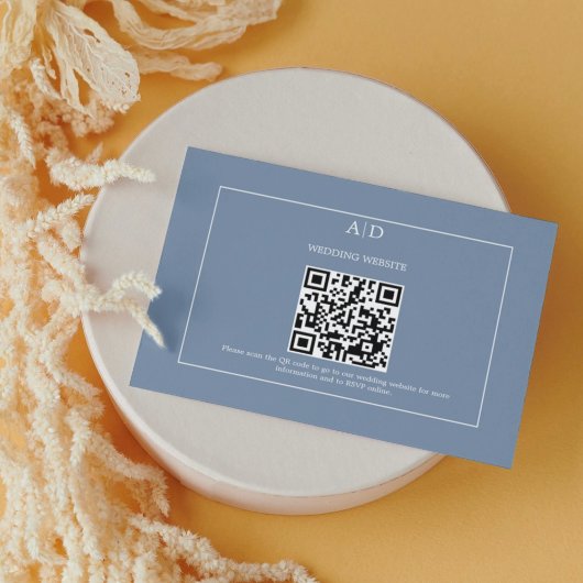 Dusty Blue Wedding Qr Code Wedding Begleitkarte