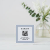 Dusty Blue Wedding Registry QR Code Begleitkarte (Stehend Vorderseite)