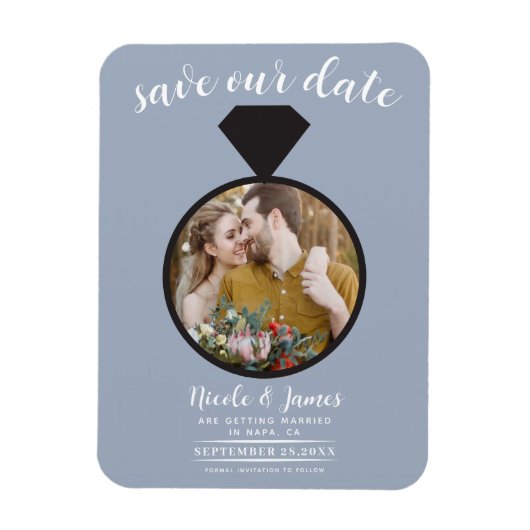 Dusty Blue Wedding Ring Foto Save the Date Magnet (Vertikal)