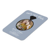Dusty Blue Wedding Ring Foto Save the Date Magnet (Linke Seite)