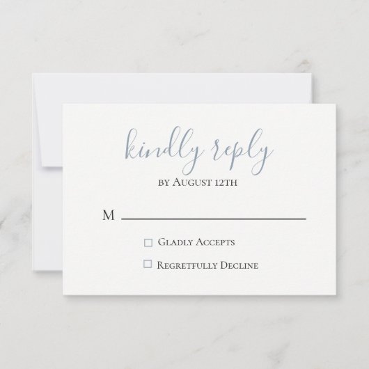 Dusty Blue Wedding RSVP Card (Vorderseite)