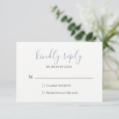 Dusty Blue Wedding RSVP Card (Stehend Vorderseite)