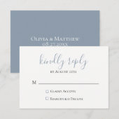 Dusty Blue Wedding RSVP Card Karte (Vorne/Hinten)