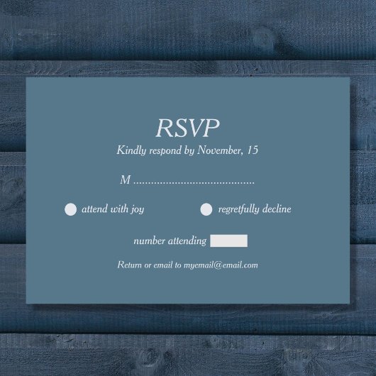 Dusty Blue Wedding RSVP Card Karte