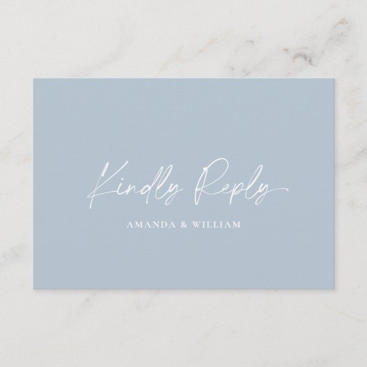 Dusty Blue Wedding RSVP Card with QR Code Begleitkarte (Vorderseite)