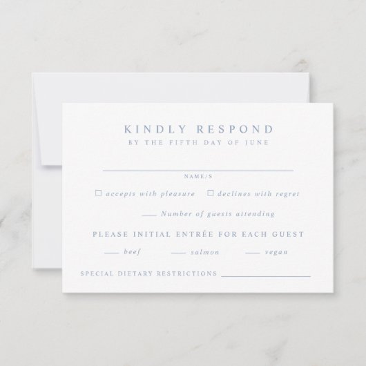 Dusty Blue Wedding RSVP Karte (Vorderseite)