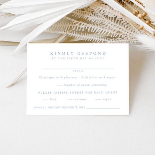 Dusty Blue Wedding RSVP Karte