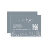Dusty Blue Wedding RSVP | QR-Code-Umschließungskar Mitteilungskarte (Vorderseite/Rückseite Beispiel)
