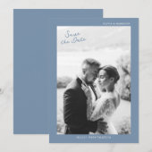 Dusty Blue Wedding Save the Date Einladung (Vorne/Hinten)