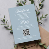 Dusty Blue Wedding Script RSVP Reception Begleitkarte