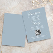 Dusty Blue Wedding Script RSVP Reception Begleitkarte
