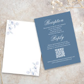 Dusty Blue Wedding Script RSVP Reception  Begleitkarte
