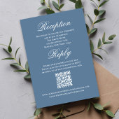 Dusty Blue Wedding Script RSVP Reception  Begleitkarte