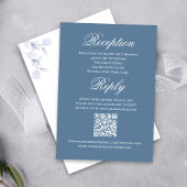 Dusty Blue Wedding Script RSVP Reception  Begleitkarte