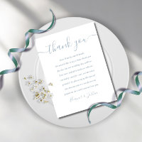 Dusty Blue Wedding Script Thank You Place Card