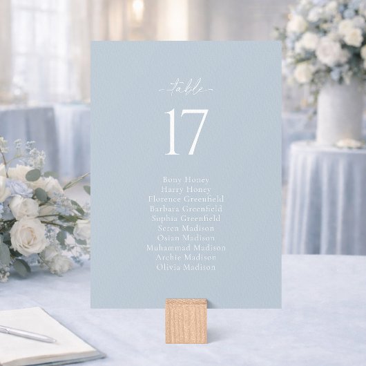 Dusty Blue Wedding Seating Chart Card Einladung