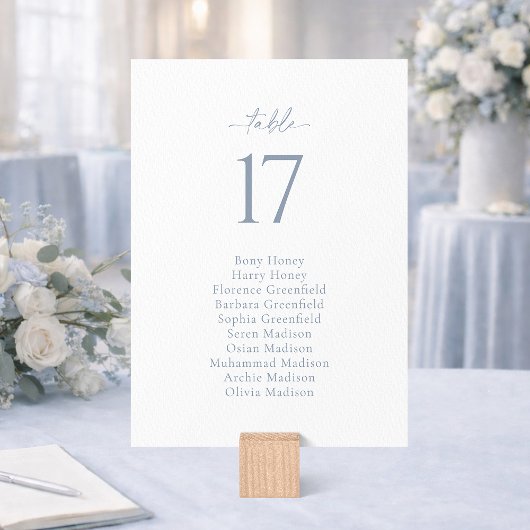 Dusty Blue Wedding Seating Chart Card Einladung