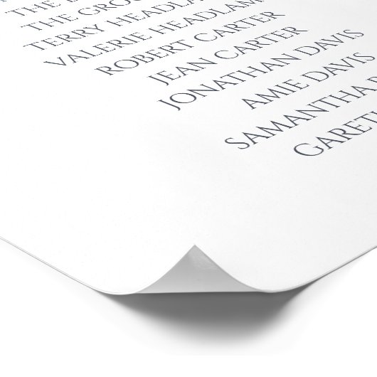 Dusty Blue Wedding Seating Chart Poster (Ecke)