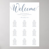 Dusty Blue Wedding Seating Chart Poster (Vorne)