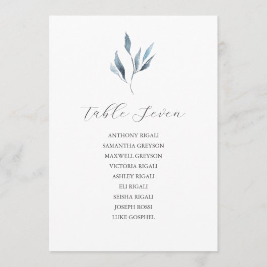 Dusty Blue Wedding Seating Chart Template Einladung (Vorderseite)