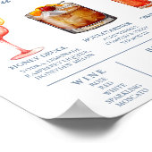 Dusty Blue Wedding Signature Drinks Bar Menu Poster (Ecke)