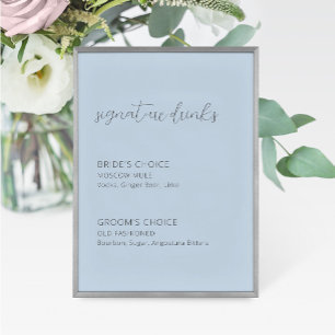 Dusty Blue Wedding Signature Drinks Zeichen