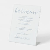 Dusty Blue Wedding Signature Script Bar Menu Sockelschild (Vorderseite)